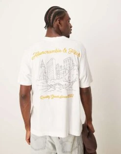 Abercrombie & Fitch City Scenic Back Logo Vintage Oversized T-shirt In White For Men -Abercrombie and Fitch Fashion Shop 206938654 1 white 1