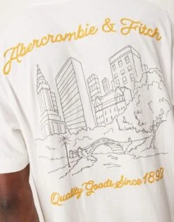 Abercrombie & Fitch City Scenic Back Logo Vintage Oversized T-shirt In White For Men -Abercrombie and Fitch Fashion Shop 206938654 3