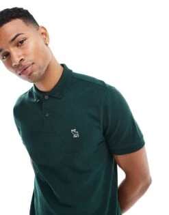 Abercrombie & Fitch Elevated Icon Logo Tipped Pique Polo In Dark Green For Men
