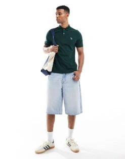 Abercrombie & Fitch Elevated Icon Logo Tipped Pique Polo In Dark Green For Men -Abercrombie and Fitch Fashion Shop 206938686 3