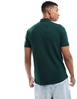 Abercrombie & Fitch Elevated Icon Logo Tipped Pique Polo In Dark Green For Men -Abercrombie and Fitch Fashion Shop 206938686 4