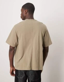 Abercrombie & Fitch Premium Jocktag Logo Heavyweight T-shirt In Green For Men -Abercrombie and Fitch Fashion Shop 206938702 4