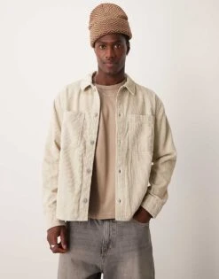Abercrombie & Fitch Cord Shirt Jacket In Light Grey For Men -Abercrombie and Fitch Fashion Shop 206939485 1 lightgrey 1