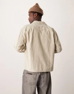 Abercrombie & Fitch Cord Shirt Jacket In Light Grey For Men -Abercrombie and Fitch Fashion Shop 206939485 3