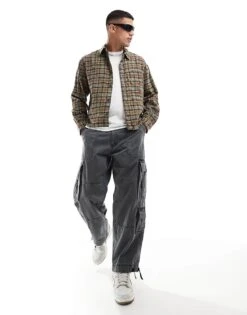 Abercrombie & Fitch Cropped Check Slub Flannel Shirt In Mid Green For Men -Abercrombie and Fitch Fashion Shop 206939577 1 midgreen 1