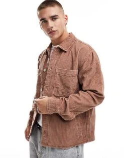 Abercrombie & Fitch Cord Shirt Jacket In Rust For Men -Abercrombie and Fitch Fashion Shop 206939718 1 rust 1