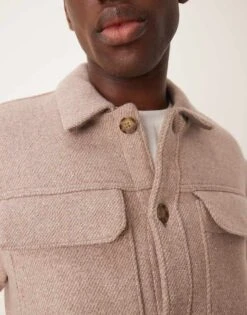 Abercrombie & Fitch Cropped Dressy Twill Wool Blend Trucker In Tan For Men -Abercrombie and Fitch Fashion Shop 206940072 4