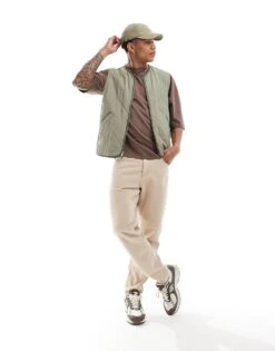 Abercrombie & Fitch Quilted Utility Vest In Light Green For Men -Abercrombie and Fitch Fashion Shop 206940224 4