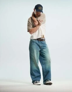 Abercrombie & Fitch Ultra Baggy Vintage Wash Jeans In Dark Wash For Men -Abercrombie and Fitch Fashion Shop 206940346 5