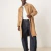 Abercrombie & Fitch Wool Blend Mac Coat In Light Brown Marl For Men