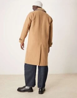 Abercrombie & Fitch Wool Blend Mac Coat In Light Brown Marl For Men -Abercrombie and Fitch Fashion Shop 207326972 3