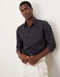 Abercrombie & Fitch Work Dress Shirt In Black For Men