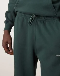 Abercrombie & Fitch Flocked Timeless Logo Open Hem Joggers In Dark Green CO-ORD For Men -Abercrombie and Fitch Fashion Shop 207327019 5