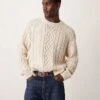 Abercrombie & Fitch Warm Handle Oversized Fisherman Cable Knit Jumper In Cream For Men -Abercrombie and Fitch Fashion Shop 207327037 1 cream