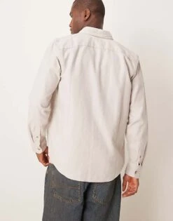 Abercrombie & Fitch Herringbone Shirt With Icon Logo In Tan For Men -Abercrombie and Fitch Fashion Shop 207327066 4