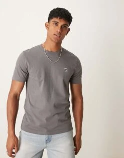 Abercrombie & Fitch Elevated Icon Logo T-shirt In Mid Grey For Men