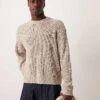 Abercrombie & Fitch Oversized Crewneck Stripe Stitch Knit Jumper In Cream For Men Beige -Abercrombie and Fitch Fashion Shop 207327157 1 beige