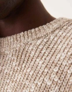 Abercrombie & Fitch Oversized Crewneck Stripe Stitch Knit Jumper In Cream For Men Beige -Abercrombie and Fitch Fashion Shop 207327157 4