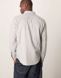 Abercrombie & Fitch Herringbone Shirt With Icon Logo In Grey For Men -Abercrombie and Fitch Fashion Shop 207327191 4