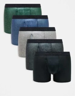 Abercrombie & Fitch 5 Pack Contrast Logo Waistband Marl Trunks In Multi For Men