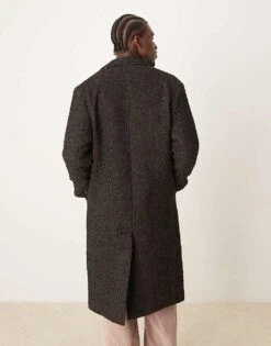 Abercrombie & Fitch Double Breasted Wool Blend Herringbone Overcoat In Brown For Men -Abercrombie and Fitch Fashion Shop 207327235 4