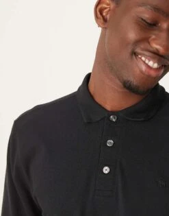 Abercrombie & Fitch Icon Logo Modern Classic Long Sleeve Polo In Black For Men -Abercrombie and Fitch Fashion Shop 207327276 3