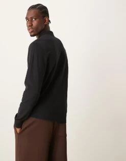 Abercrombie & Fitch Icon Logo Modern Classic Long Sleeve Polo In Black For Men -Abercrombie and Fitch Fashion Shop 207327276 4