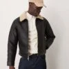 Abercrombie & Fitch Vegan Leather Sherpa Lined Shearling Jacket In Black For Men -Abercrombie and Fitch Fashion Shop 207327284 1 black