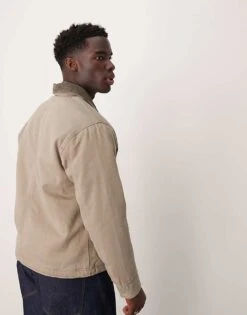 Abercrombie & Fitch Workwear Sherpa Lined Trucker Jacket In Beige For Men -Abercrombie and Fitch Fashion Shop 207327438 3