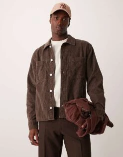 Abercrombie & Fitch Washed Cord Overshirt In Brown For Men -Abercrombie and Fitch Fashion Shop 207327459 1 brown 1