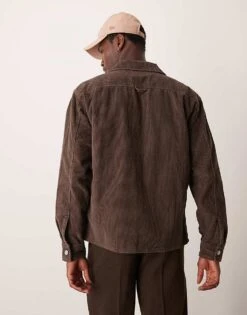 Abercrombie & Fitch Washed Cord Overshirt In Brown For Men -Abercrombie and Fitch Fashion Shop 207327459 3