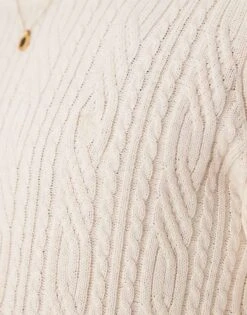 Abercrombie & Fitch Cable Knit Merino Jumper In Beige For Men -Abercrombie and Fitch Fashion Shop 207327473 3