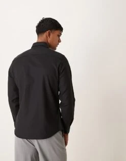 Abercrombie & Fitch Long Sleeve Suiting Shirt In Black For Men -Abercrombie and Fitch Fashion Shop 207327475 3