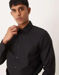 Abercrombie & Fitch Long Sleeve Suiting Shirt In Black For Men -Abercrombie and Fitch Fashion Shop 207327475 4