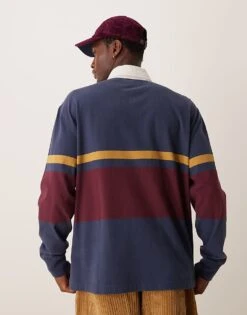 Abercrombie & Fitch Chest Stripe Rugby Polo In Navy/burgundy For Men -Abercrombie and Fitch Fashion Shop 207327511 4