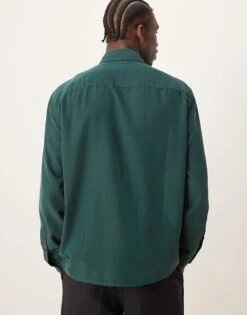 Abercrombie & Fitch Long Sleeve Shirt In Dark Green For Men -Abercrombie and Fitch Fashion Shop 207327522 3