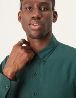 Abercrombie & Fitch Long Sleeve Shirt In Dark Green For Men -Abercrombie and Fitch Fashion Shop 207327522 4