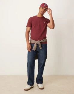 Abercrombie & Fitch Elevated Icon Logo T-shirt In Burgundy For Men -Abercrombie and Fitch Fashion Shop 207327556 1 burgundy 1