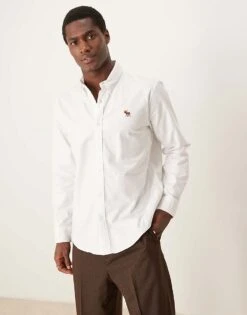 Abercrombie & Fitch Icon Logo Oxford Shirt In White For Men -Abercrombie and Fitch Fashion Shop 207327573 1 white 1