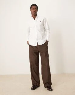 Abercrombie & Fitch Icon Logo Oxford Shirt In White For Men -Abercrombie and Fitch Fashion Shop 207327573 4