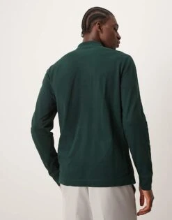 Abercrombie & Fitch Icon Logo Modern Classic Long Sleeve Polo In Dark Green For Men -Abercrombie and Fitch Fashion Shop 207327608 4