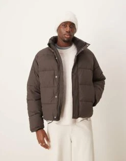 Abercrombie & Fitch Ultra Puffer Jacket In Brown For Men Oatmeal -Abercrombie and Fitch Fashion Shop 207327631 1 oatmeal 1