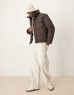 Abercrombie & Fitch Ultra Puffer Jacket In Brown For Men Oatmeal -Abercrombie and Fitch Fashion Shop 207327631 4