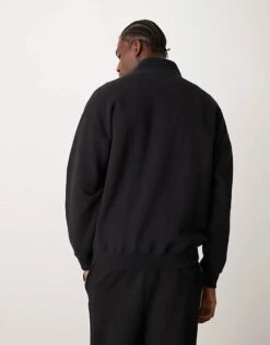 Abercrombie & Fitch Timeless Logo Half Zip Sweatshirt In Black CO-ORD For Men -Abercrombie and Fitch Fashion Shop 207327651 3