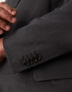 Abercrombie & Fitch Double Breasted Wool Blend Flannel Blazer In Charcoal For Men -Abercrombie and Fitch Fashion Shop 207327712 3