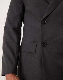 Abercrombie & Fitch Double Breasted Wool Blend Flannel Blazer In Charcoal For Men -Abercrombie and Fitch Fashion Shop 207327712 5