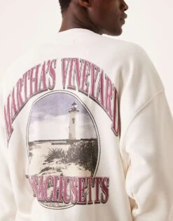 Abercrombie & Fitch National Parks Denali Print Sweatshirt In White For Men -Abercrombie and Fitch Fashion Shop 207327744 4