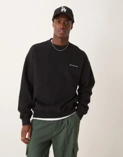 Abercrombie & Fitch Timeless Logo Crew Sweatshirt In Black For Men