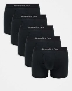 Abercrombie & Fitch 5 Pack Contrast Logo Trunks In Black For Men -Abercrombie and Fitch Fashion Shop 207327755 1 black 1