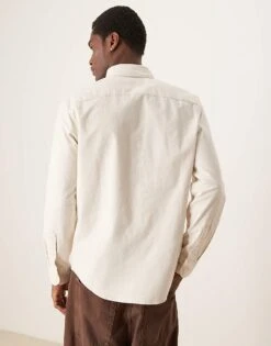 Abercrombie & Fitch Icon Logo Oxford Shirt In Beige For Men -Abercrombie and Fitch Fashion Shop 207327796 3